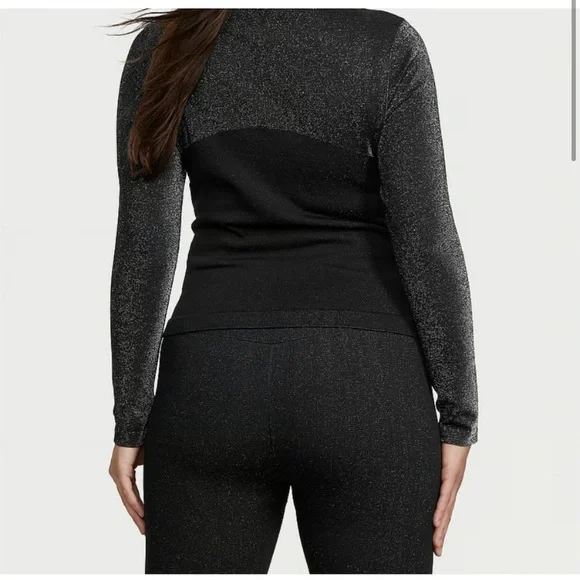 Victoria's Secret Seamless Shimmer Black Full-Zip Jacket NWT - Picture 2 of 5